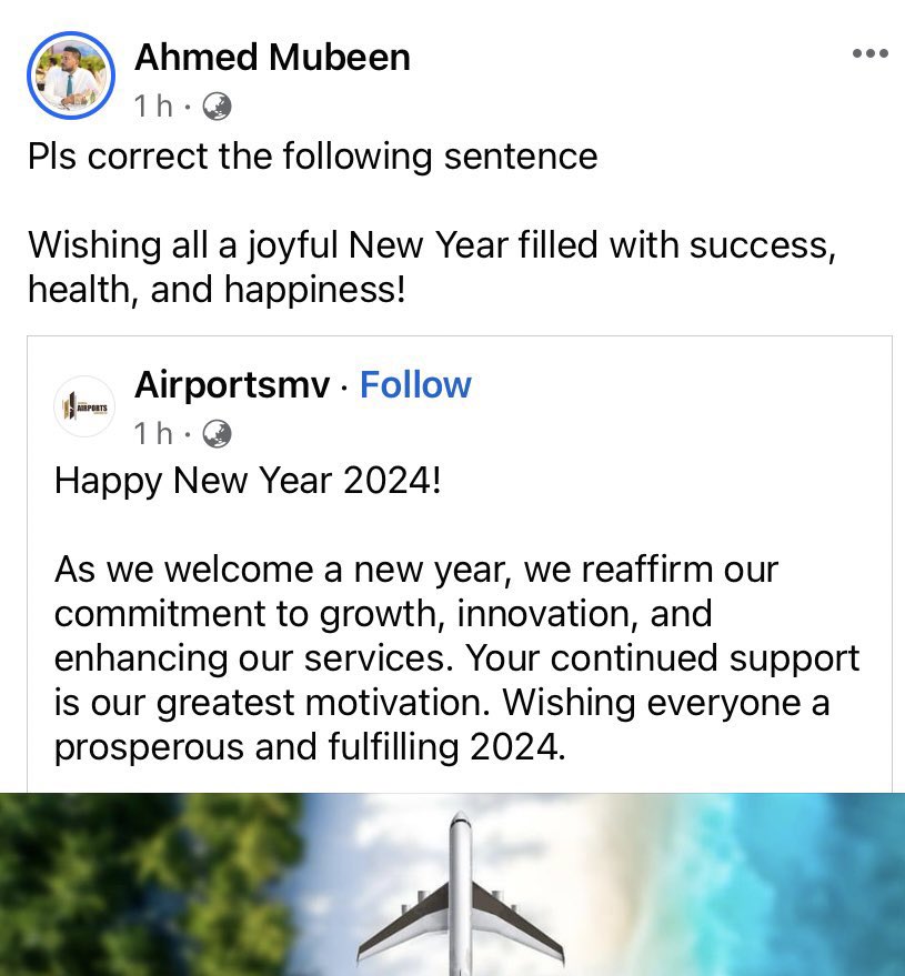 This is the second time I’m seeing <a href="/ahmedmubean/">Ahmed Mubeen</a> forgetting to remove the instruction he wrote for ChatGPT “please correct the following sentence”.

I don’t understand why he’s always in such a rush. It’s not like he’s doing anything. He brings that girl from MIB to do his work.