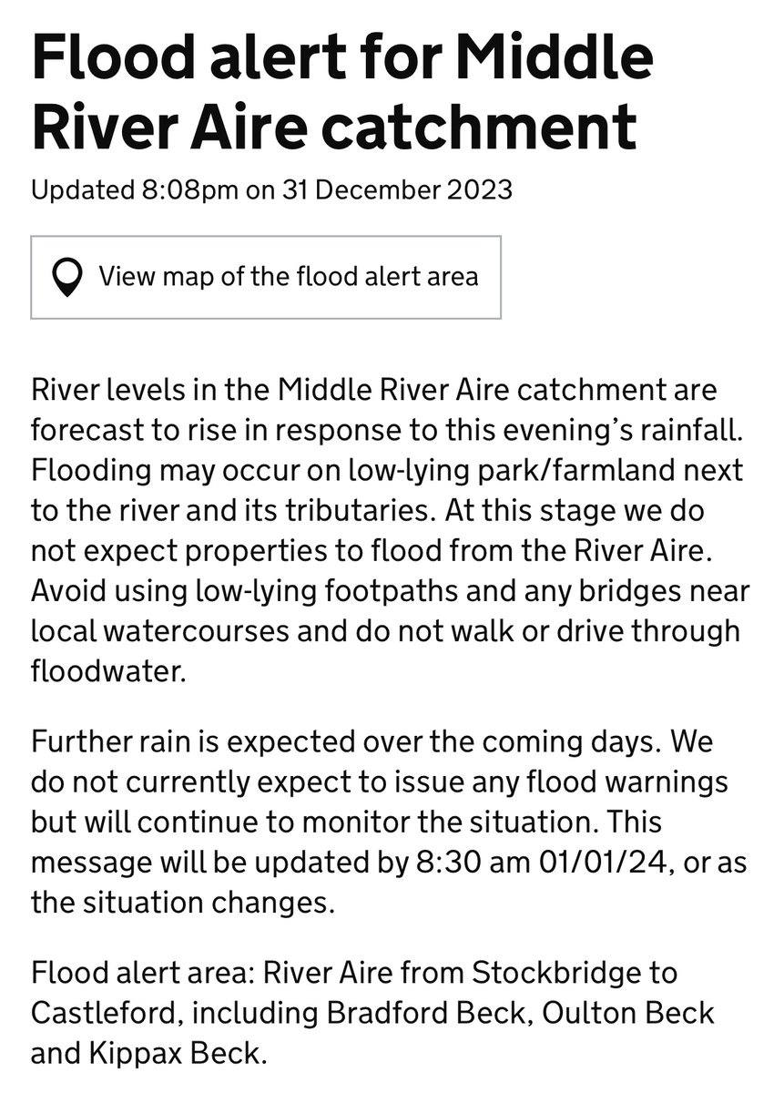 Flood alert for middle River Aire catchment including Kippax Beck check-for-flooding.service.gov.uk/target-area/12…