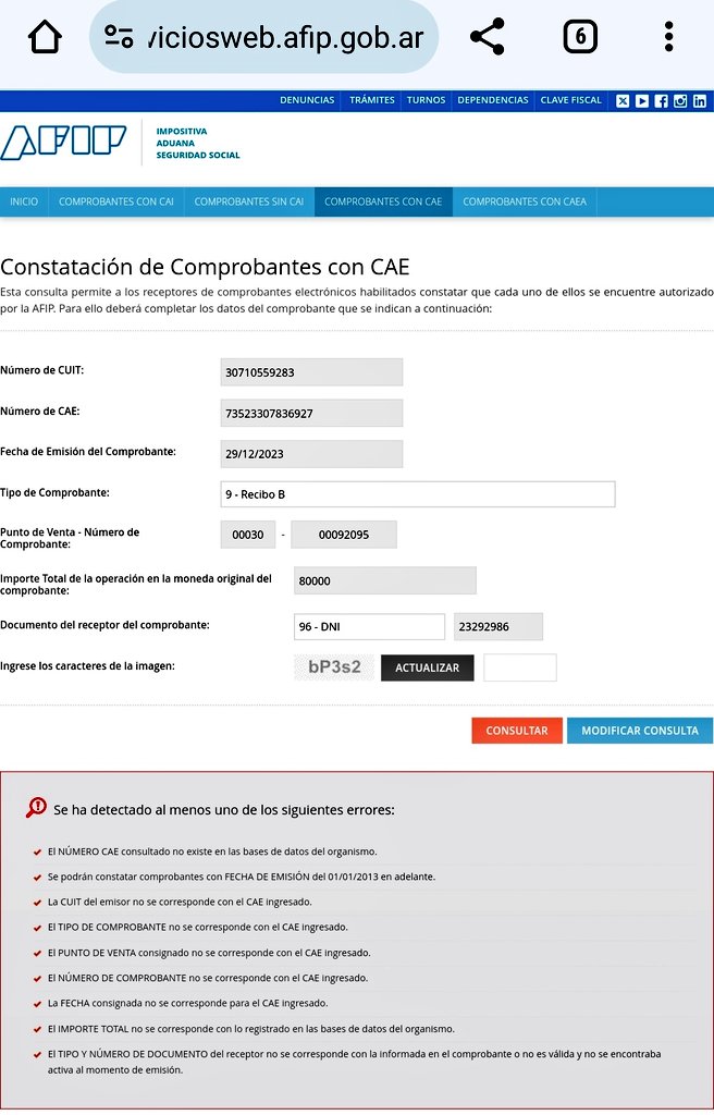 Eliza_Beth1618's tweet photo. En la misma pagina de AFIP donde se puede corroborar las facturas emitidas no aparece nada cuando se coloca los datos del recibo que ud. comparte Sr. Adorni ...
Que raro, no?
#MileiEstafador
#MileiEsDictadura
#milipili https://t.co/oXB88sHJZd