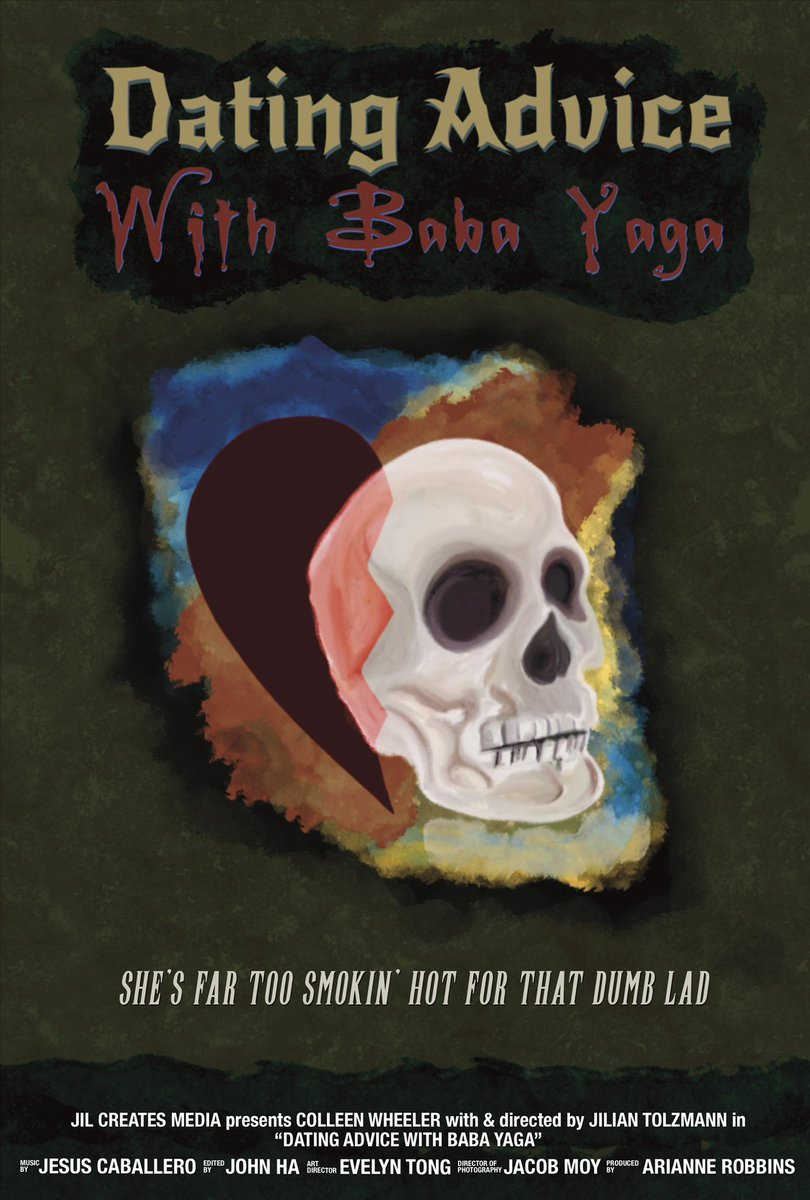 Jilian_Tolzmann's tweet photo. Something to look forward to in 2024… 💀✨

#DatingAdviceWithBabaYaga | #DAWBY
✍️ Created &amp; Directed by @Jilian_Tolzmann
Producers: #ArianneRobbins , #JilianTolzmann &amp; @Colleen_Wheeler 

🎨 Design by: Jilian Tolzmann

#Fantasy #Witchcraft #ShortFilm #IndieFilm #SlavicFolklore https://t.co/eKMntE3aYb