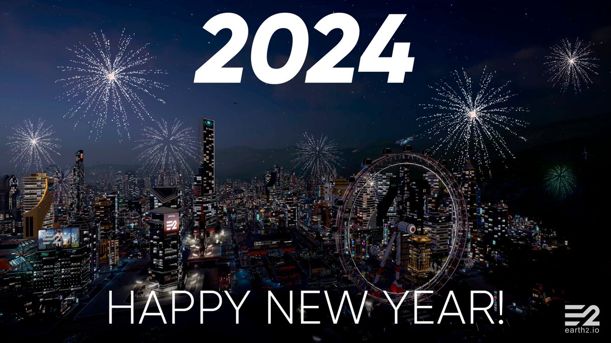 #HappyNewYear2024🌍✌️

Wishing you all a safe, happy &amp; prosperous 2024!

We have a big year ahead of us at #Earth2💪

I am looking forward to celebrating a few big milestones together 🎉

A picture paints a thousand words.

#Earth2 #Metaverse #EcoSim #PlayerDriven #OpenWorld
