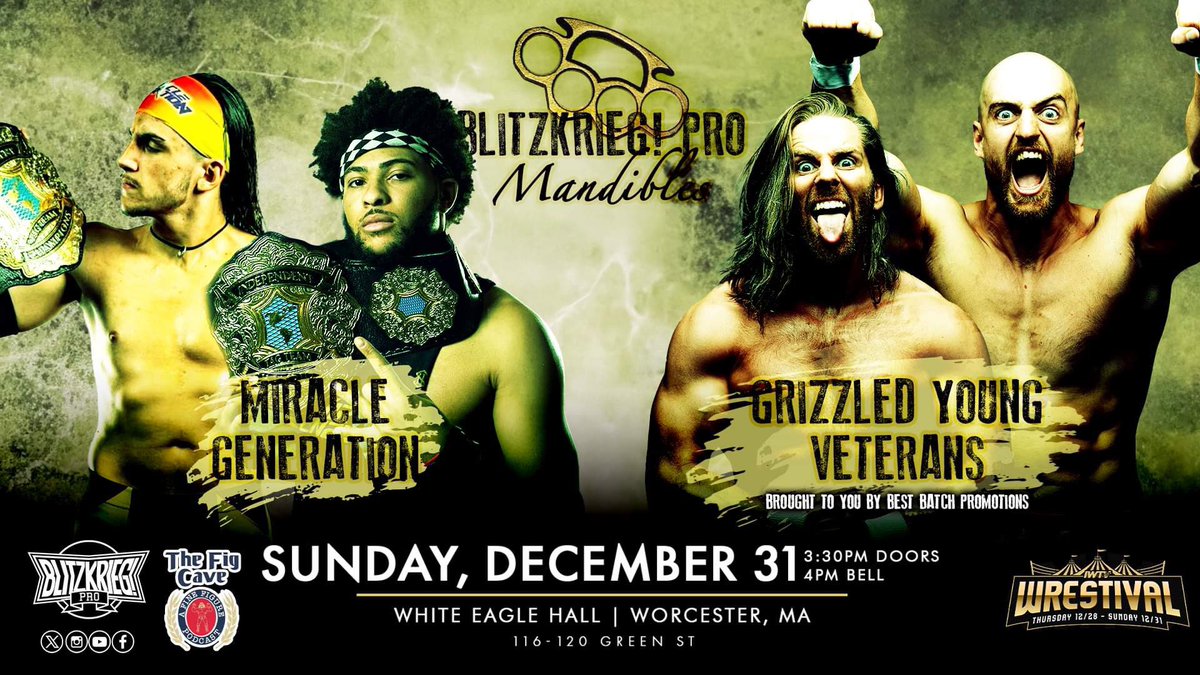 ZOATLeveillee98's tweet image. And we're kicking it off in the BIGGEST way. The match I'm MOST excited for. It's gonna be absolutely INSANE!!! And now it's for both the Blitzkrieg &amp;amp; IWTV Tag Team Titles!!!
@RealMiracleGen (c) vs #GYV
#Mandibles #Wrestival