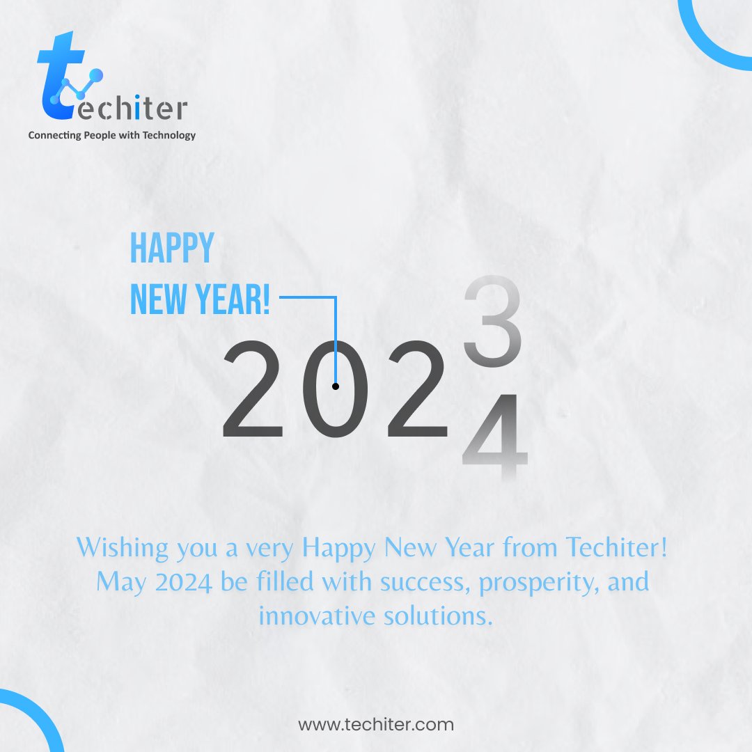 wetechiter's tweet photo. Ringing in the New Year with gratitude and excitement!May your resolutions be met with success, and your dreams powered by innovation. Happy New Year from the Techiter team!

#Techiter #TechResolutions #LearnwithTechiter #Welcome2024 #HappyNewYear2024 #2024NewYear  #TechTrends https://t.co/JokwXoP23A