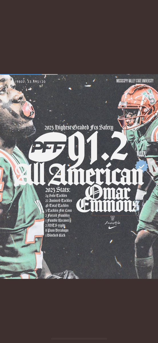 omar_emmons's tweet photo. Officially in the transfer portal
Fcs All American
Played 8 games
91.2 pff grading
46 tkl’s, 3 tfl’s, 2 ff’s, 1 fr, 2 int’s, 1 pick6, 6 pbu’s
Contact info: 662-897-4049 https://t.co/9w53U5ybiu