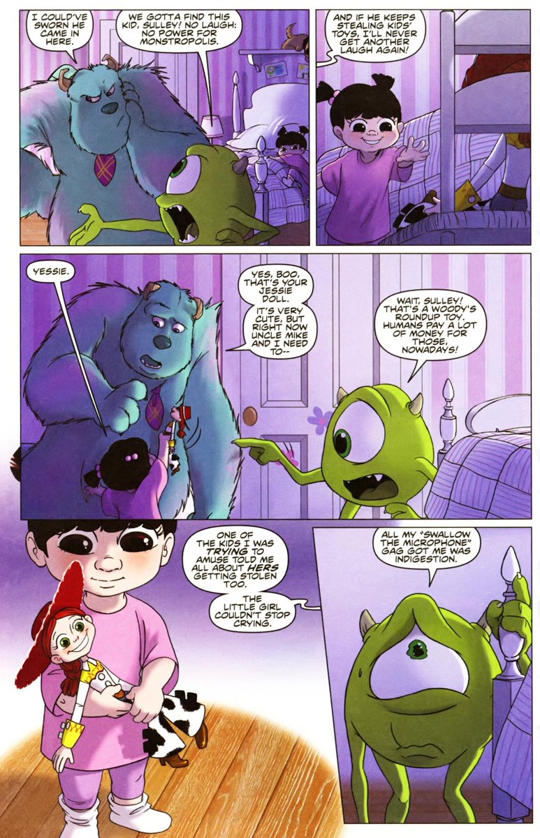 That time on the Monsters Inc comics where they confirm that they share the  same universe as Toy Story with having Sid as one of the main atagonist