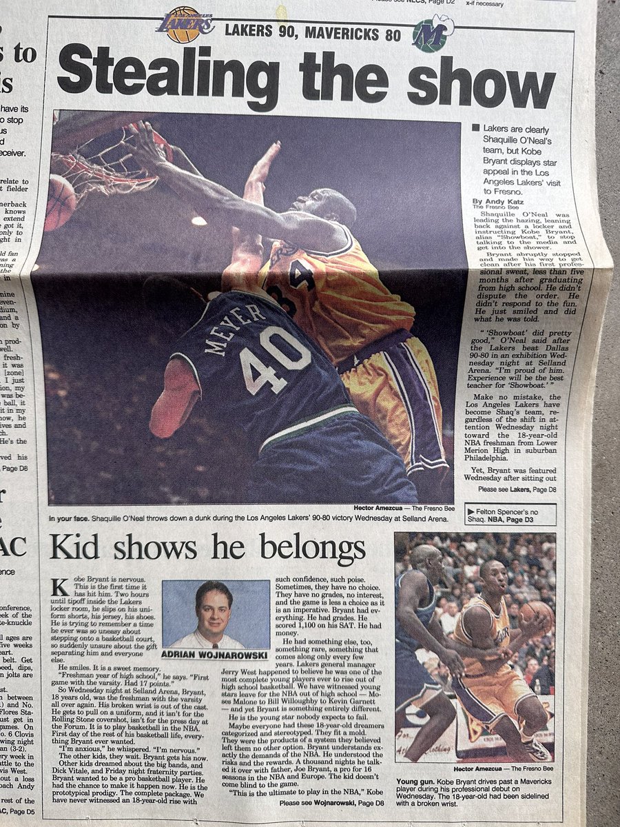 Hector Amezcua He/Him/El (@hectorjamezcua) on Twitter photo We all had to start somewhere. Cleaning out old boxes came across this gem. <a href="/wojespn/">Adrian Wojnarowski</a> covering a young <a href="/kobebryant/">Kobe Bryant</a> first preseason game for the <a href="/Lakers/">Los Angeles Lakers</a> in Fresno. <a href="/FresnoBee/">Fresno Bee</a> 10/17/1996 We all had to start somewhere. Cleaning out old boxes came across this gem. <a href="/wojespn/">Adrian Wojnarowski</a> covering a young <a href="/kobebryant/">Kobe Bryant</a> first preseason game for the <a href="/Lakers/">Los Angeles Lakers</a> in Fresno. <a href="/FresnoBee/">Fresno Bee</a> 10/17/1996