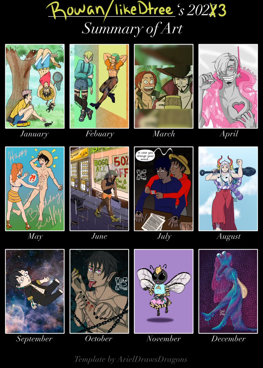 likeDtree's tweet image. I haven't been posting art on here lately, though I've still been drawing. Partially cuz I've been drawing OCs a lot, and partially because my reach is nonexistant nowadays. But I still wanna participate in the end of year trends. 🥺👉👈