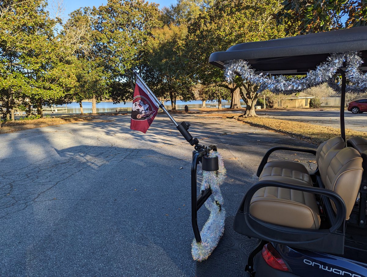 If you see a golf cart with holiday cheer blasting War Chant. That's me!  #FSU