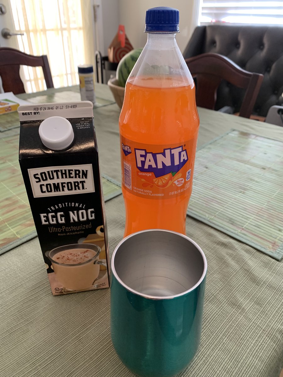 blitzcraig's tweet image. For months some guys on a podcast have talked about mixing eggnog with orange Fanta. It sounded gross but today we finally tried the experiment. I’m not much into creamsicles but the outcome tasted much better than we expected. Not bad! Give it a try. #JudgeJohnHodgman