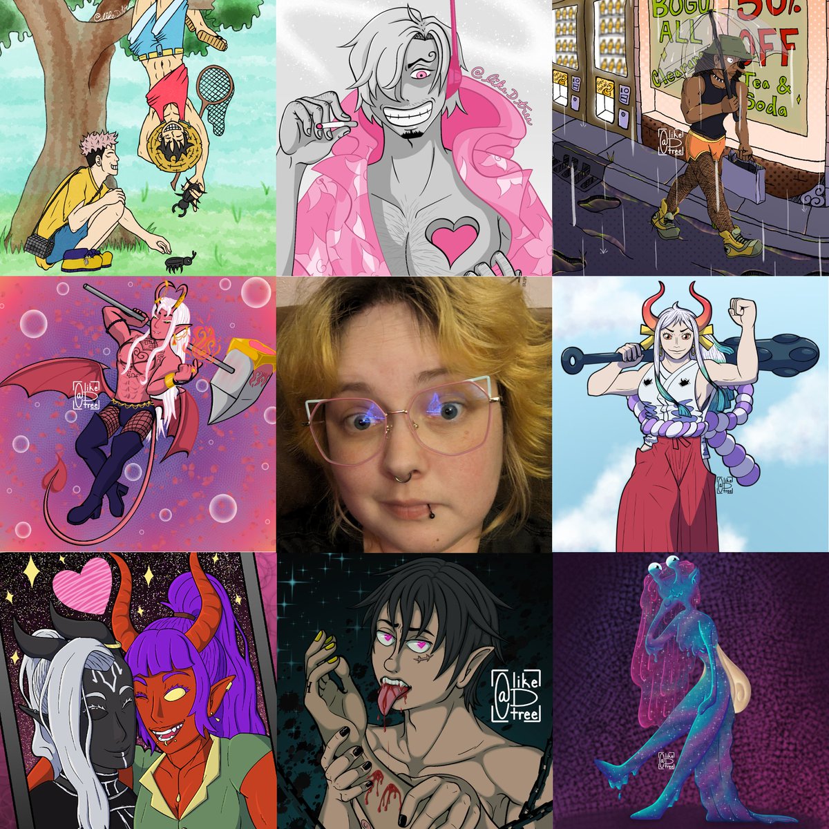 likeDtree's tweet image. I'm doing several different end of year trends and no one can stop me. 😤
I've moved from OP art to drawing OCs nowadays, but I'm still obsessed with OP. I just have really been having fun designing characters. 😁
Anyway, here's my #artvsartist2023