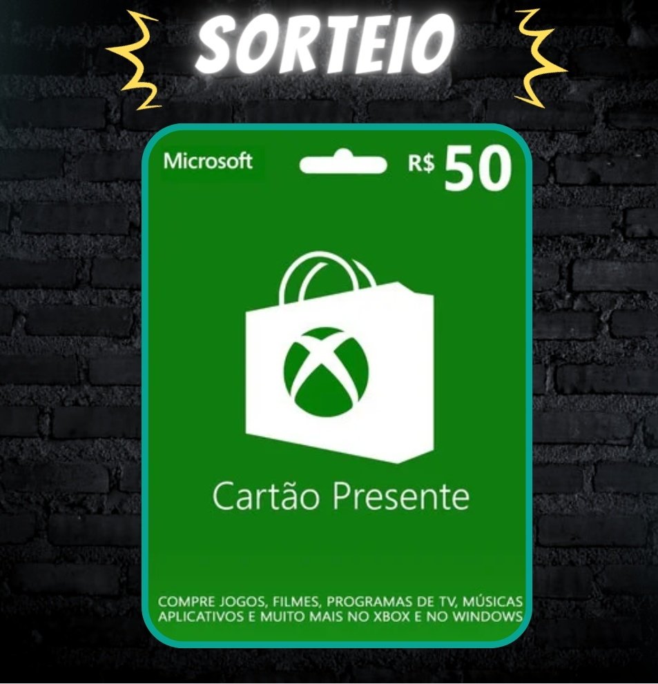 WiiillzeraTV's tweet photo. ❗ÚLTIMA LOUCURA DE 2023 /PRIMEIRA LOUCURA DE 2024❗

Sorteio especial de "REVEIÃO" R$50,00 em giftcard XBOX

Para participar:
♥️ Like

🔃 RT

💬Marcar um amigo 

✅ Entrar no grupo do telegram
(Sorteio será realizado por lá)

Link do grupo 👇🏻
https://t.co/6Sp5zcfGfr https://t.co/XscsG5fgoY