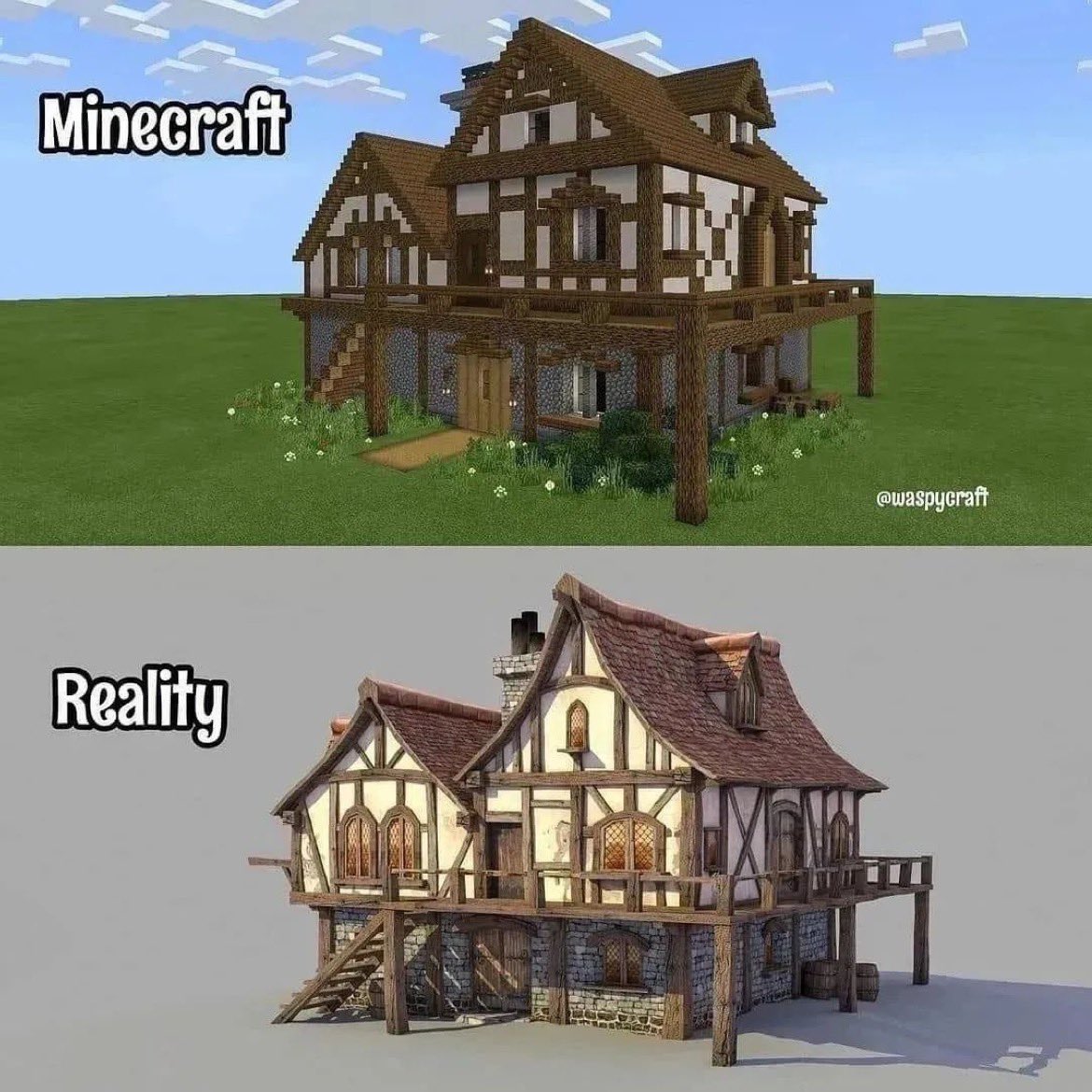 Minecraftvirall's tweet photo. Minecraft Vs Reality! 

Follow @minecraftvirall for more! 

Credit: @waspycraft1 

#minecraftbuilds #minecrafters #minecraft https://t.co/z9RtdQgtOW