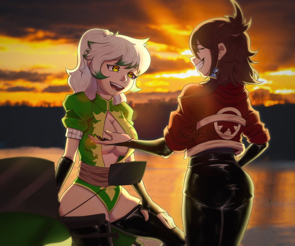 Mona_chan1's tweet photo. Day 82 - Birthday gift for @DeusnArtCZ with hangout by the sunset! #mona_art_journey

Alyx [left oc] (c) me  ||  Xenia [right oc] (c) @DeusnArtCZ https://t.co/tmxQdLufw6