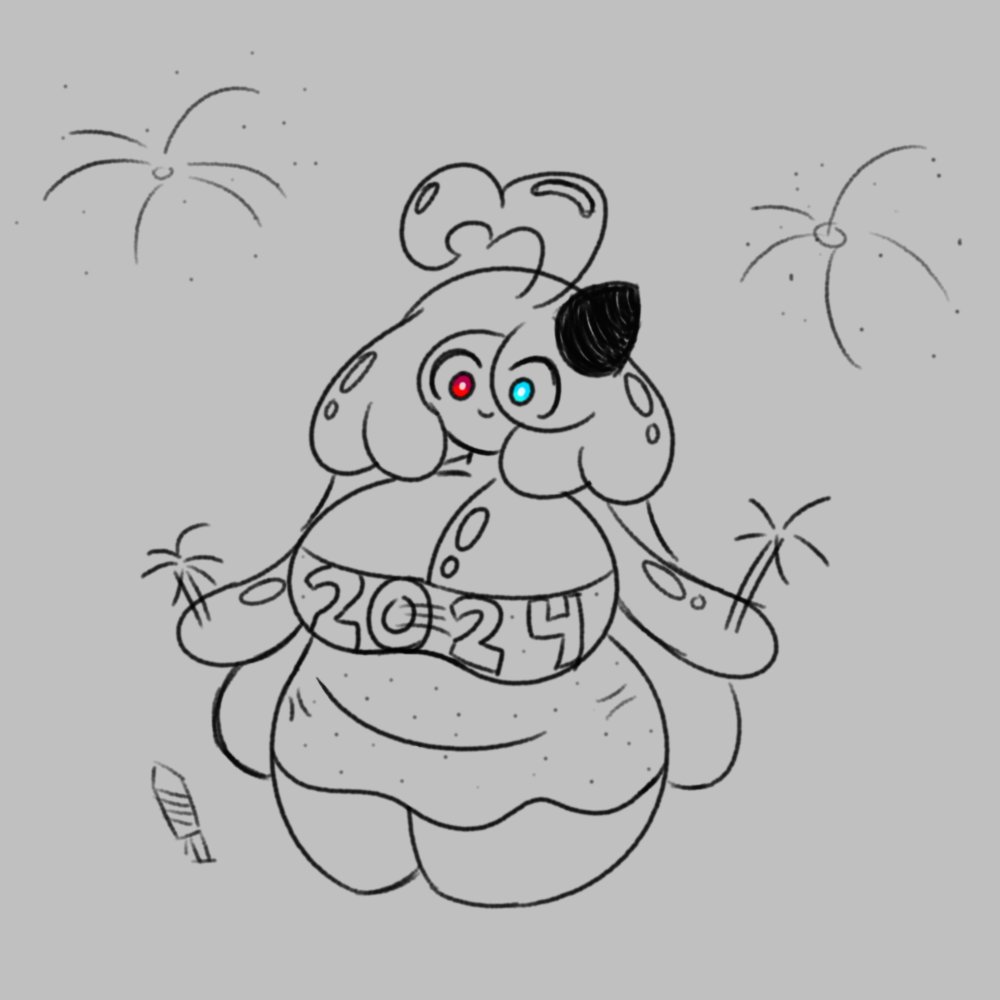 JadeTheSlime's tweet photo. Feeling pretty art-blocked lately, but I don't want to leave the year just yet without making at least one more thing, even if it's as small as just a doodle.

Happy New Year everyone ❤️💙 https://t.co/fktfEwlQJJ