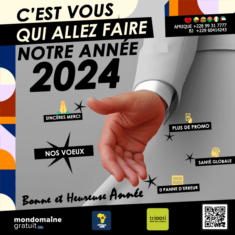 MyWaas's tweet photo. Bonne et Heureuse année 2024 !💫😍🥳
Santé et prospérité à tous nos clients 

#TRIOOTI.com
#AFRIQUE.host
#MONDOMAINEGRATUIT.com
#PlusDeProspérité
#PlusDeSanté
#PlusDePromo
#0Panne
#Merci https://t.co/R0VCzCZMNI