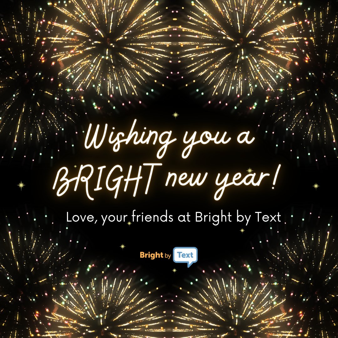 🆕The future is bright! Sending good wishes for a year full of love, smiles and growth. Happy 2024 from Bright by Text. #BrightFuture #NewYearWishes #LoveAndSmiles #Happy2024