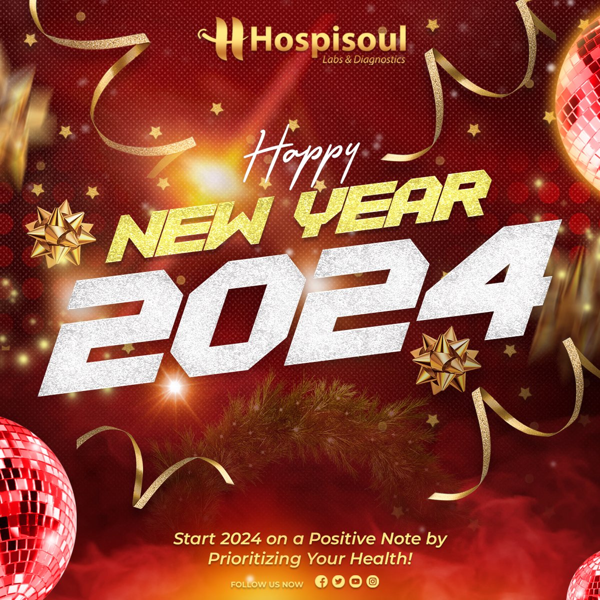 hsldiagnostics's tweet photo. Happy New Year from Hospisoul Labs and Diagnostics! As we step into 2024, we're excited about the endless possibilities for health &amp; wellness. This year, we're dedicated to providing cutting-edge lab services to ensure your health journey is filled with accurate insights. https://t.co/t2GzlyKbUl