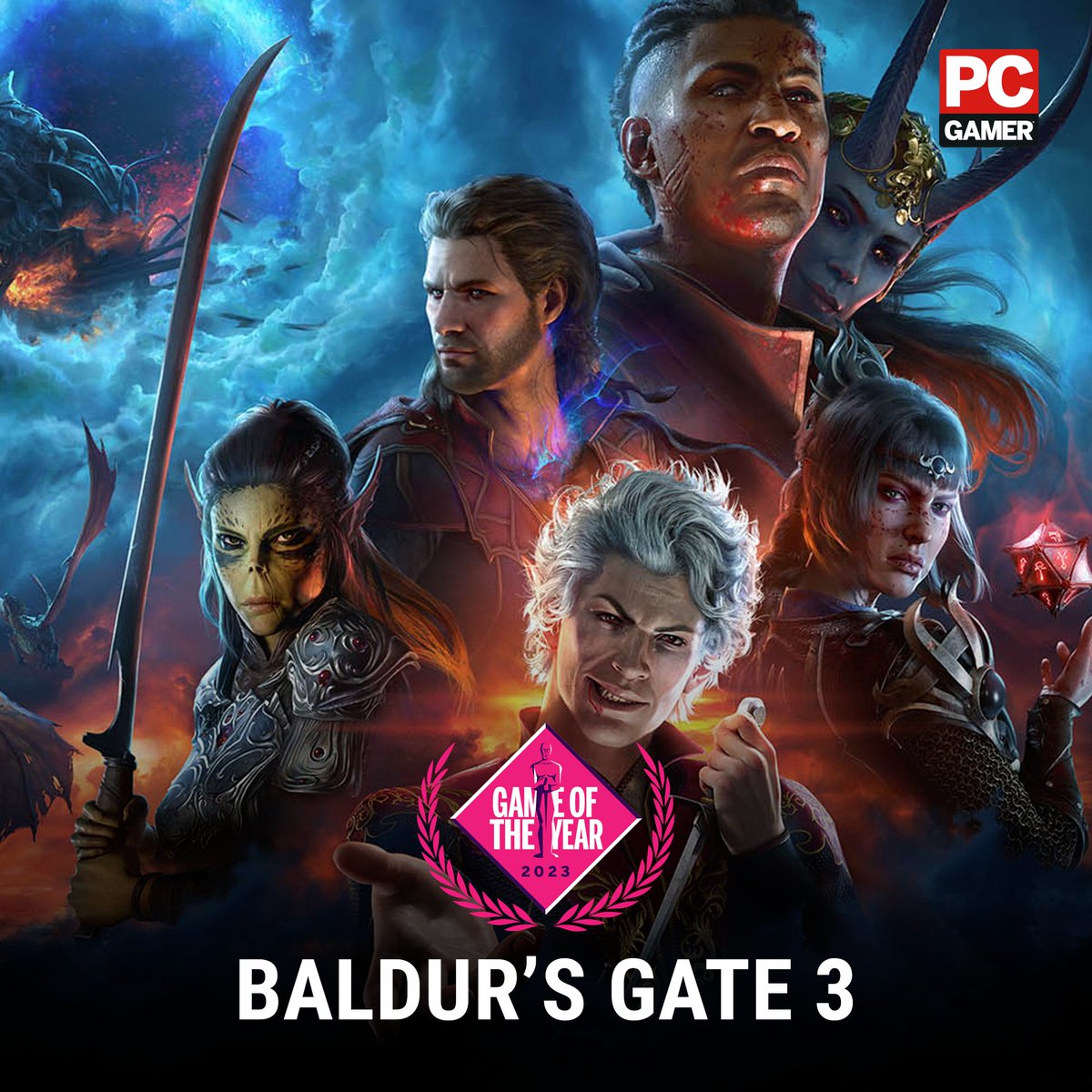 pcgamer's tweet image. Simply put, the fantasy RPG of the decade. What Larian Studios achieved with Baldur's Gate III is incredibly, monumentally special and, honestly, something so rare and magical.

#goty #baldursgate3