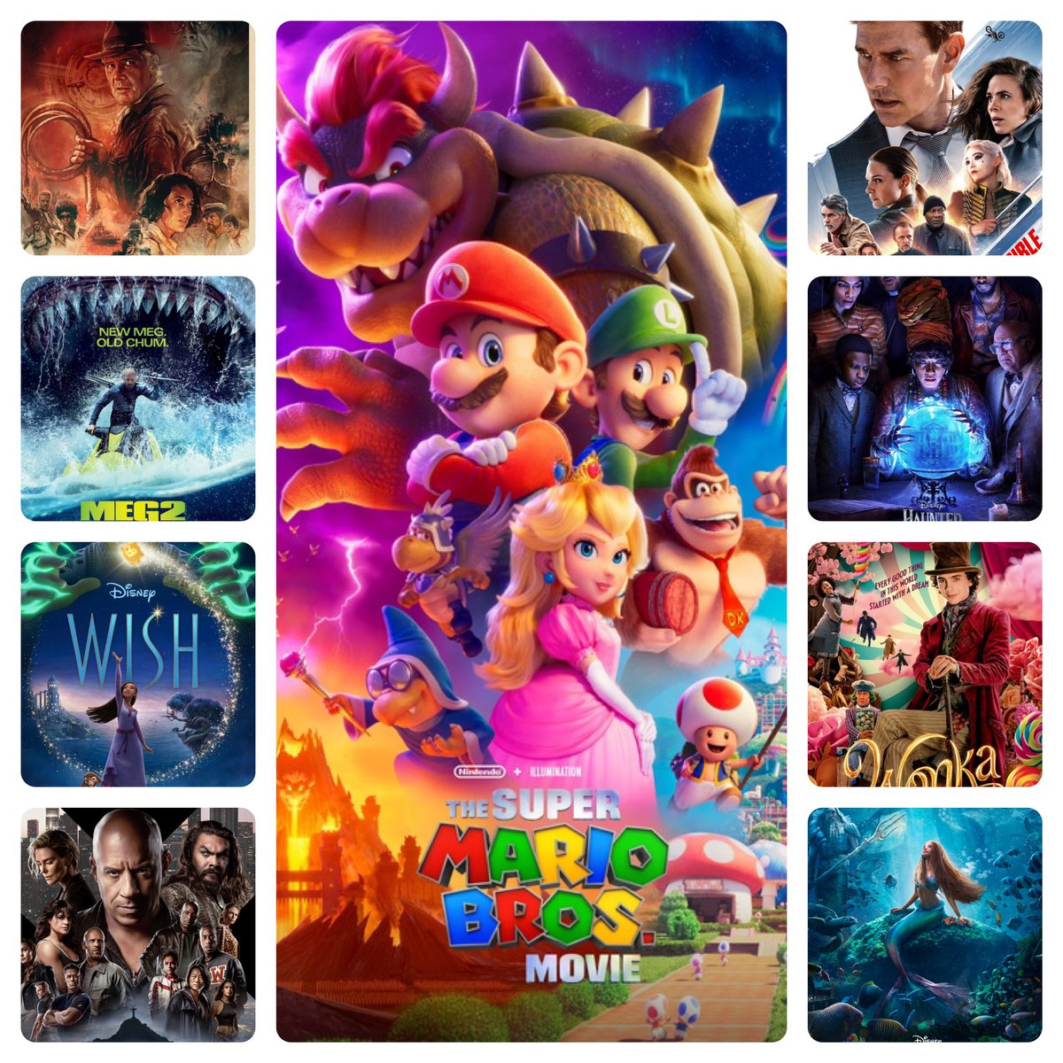 Happy New Year 2024! My Best 2023 Hollywood Movies
①#Mario(A+)
②#MissionImpossible7(A+)
③#FastandFurious10(A+)
④#LittleMermaid(A)
⑤#IndianaJones5(A)
⑥#Wish(A-)
⑦#Wonka(B+)
⑧#HauntedMansion(B)
⑨#Meg2(B-)
We look forward to your continued support in 2024
#HappyNewYear2024