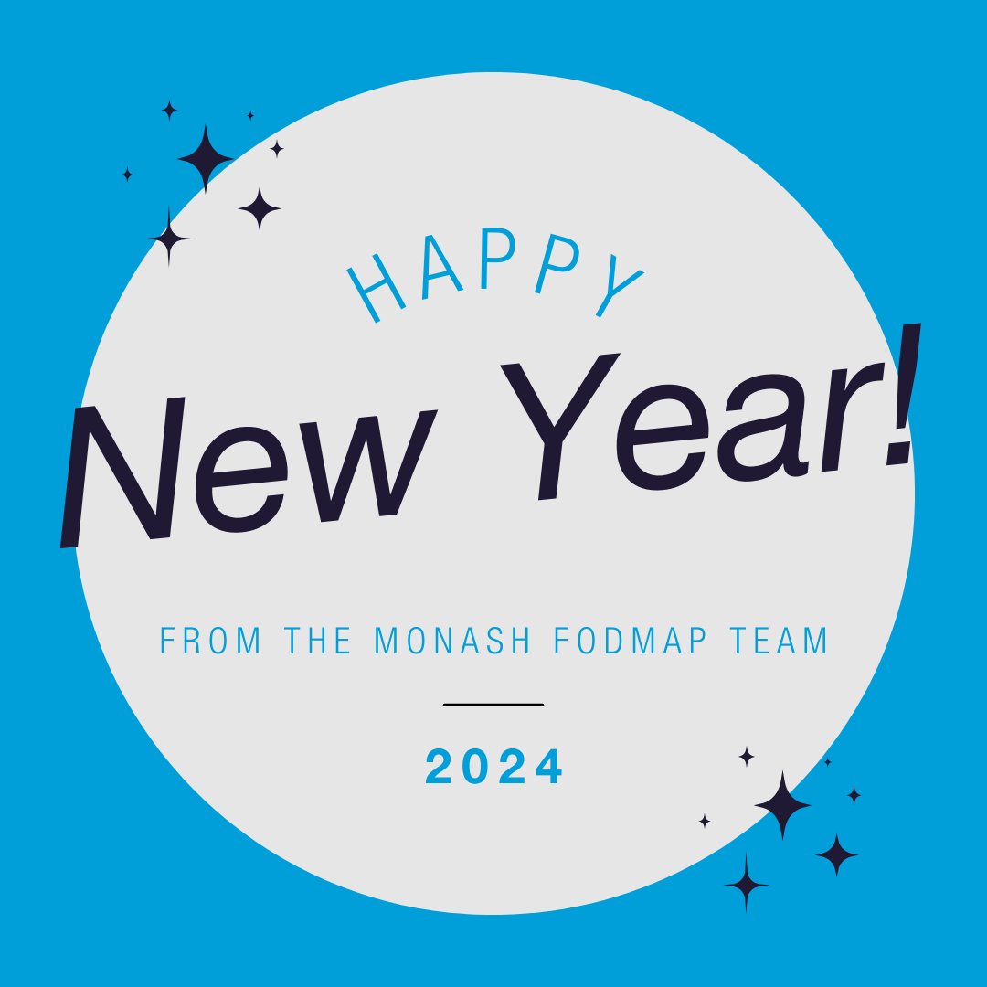 Happy New Year from the Monash FODMAP Team 💙🎇 May 2024 bring you good food with no symptoms 🙏🏼 We look forward to bringing you more foods, more recipes and more support in the new year!