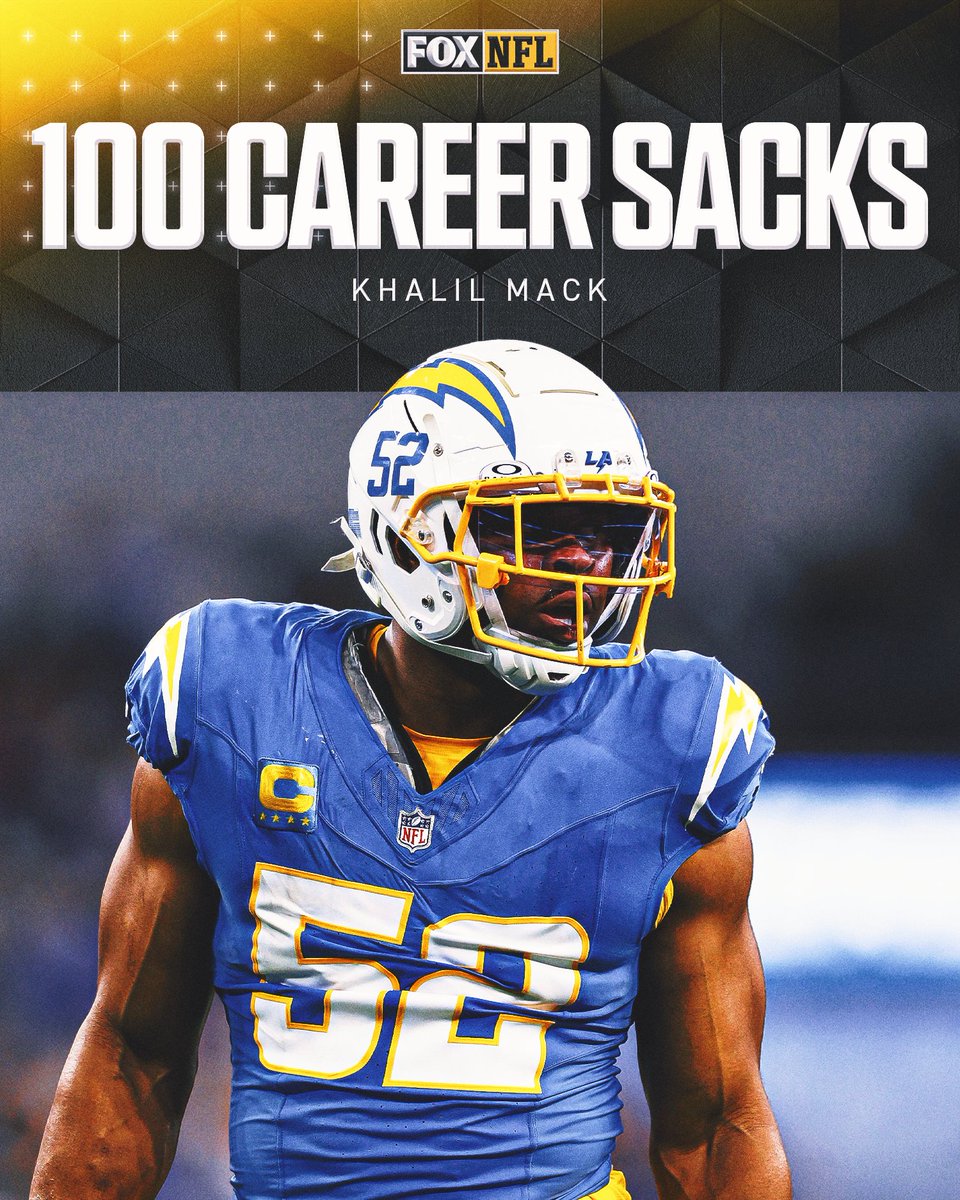 Khalil Mack has become the 43rd player in NFL history with 100 career sacks 💪