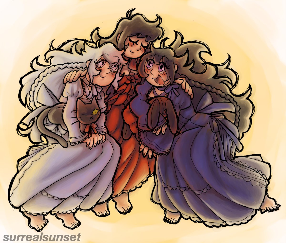 surrealsunset's tweet photo. pandora hearts secret santa for retraceXCVIII on tumblr !! prompt was lacie and her kids :> cheshire and oz are there too <3 this was a lot of work but a lot of fun !! i'm very proud of it lol #pandorahearts #alicebaskerville #alyssbaskerville #laciebaskerville https://t.co/iWMtSWejoV