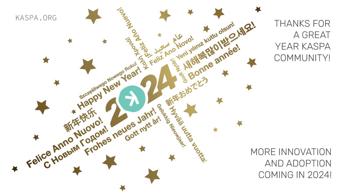 kaspaunchained's tweet photo. 🎉What an amazing year!  And 2024 is shaping up to be even bigger! What are you most excited about for #Kaspa in 2024 and beyond?🥂
#RustyKaspa #DAGKnight #MerchantAdoption #SmartContracts #Intergrations #Exchanges
Choose one and/or suggest another! ^
$KAS #DigitalSilver #HappyNewYear2024 #HNY2024