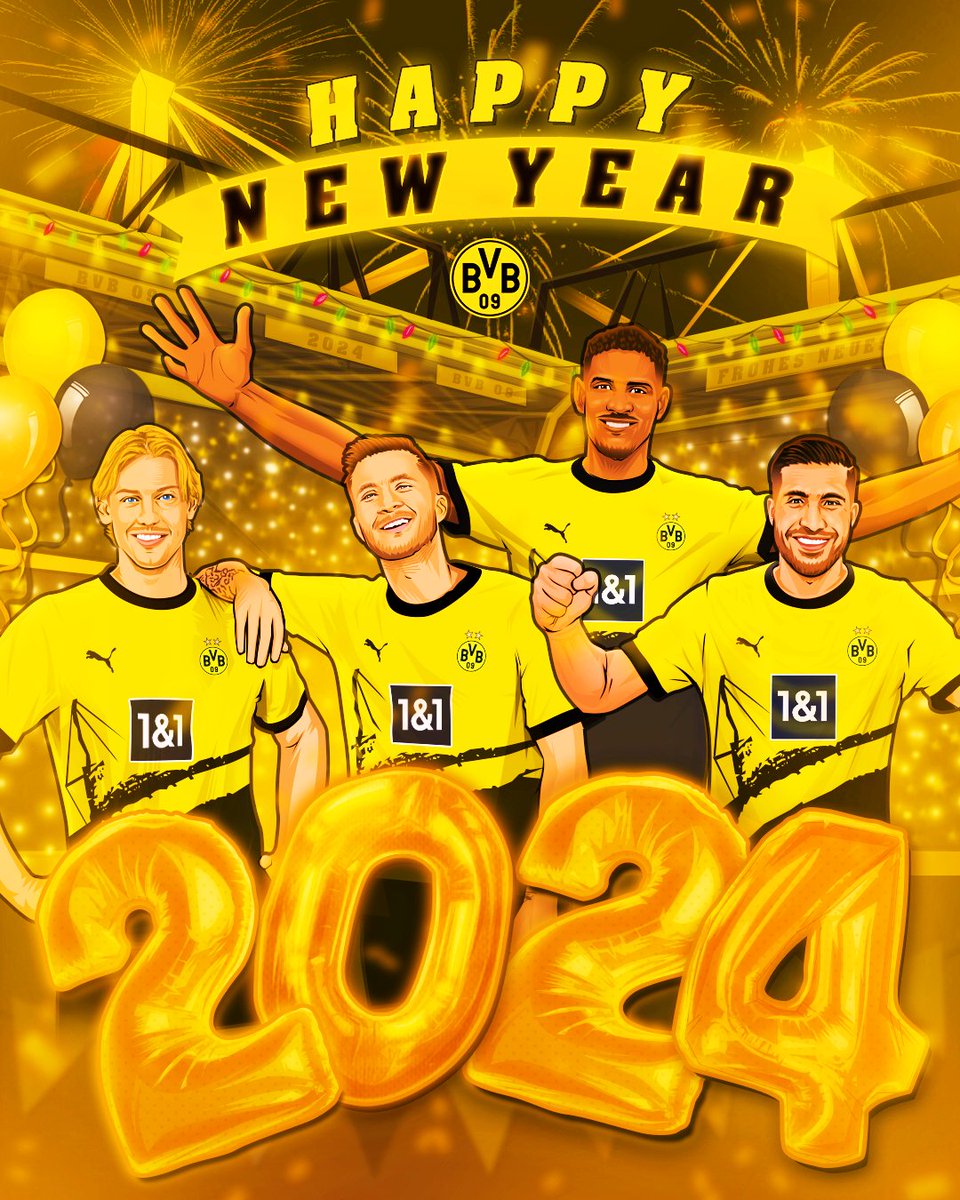 BVB's tweet photo. Borussia Dortmund wünscht ein frohes neues Jahr! 🎇 https://t.co/58UJFb2d4B