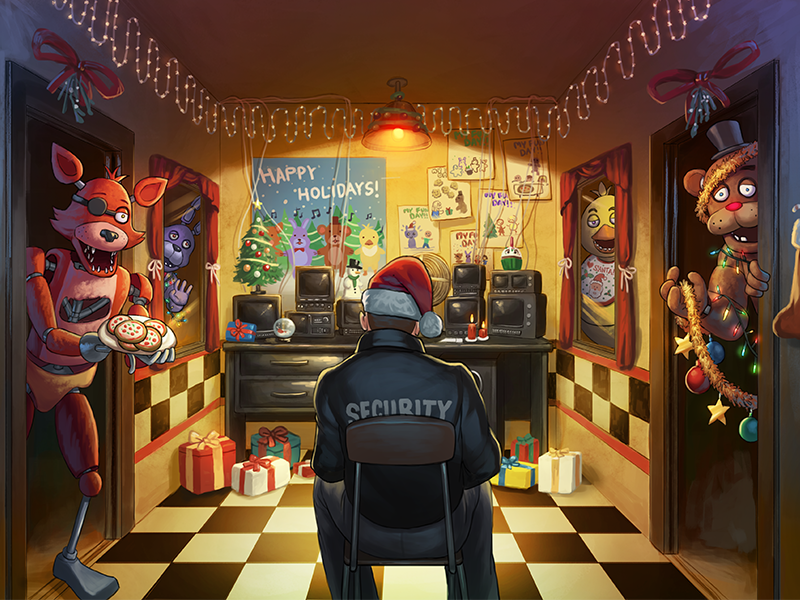 FreddyFactsBlog's tweet photo. During November of 2014, Sanshee released this FNaF-themed greeting card for the holiday season to anyone that purchased their merch, with art done by John Ly.

Interestingly, this is before FNaF 2 was released and way before Sanshee even got the FNaF license. https://t.co/NetDuTFsIv