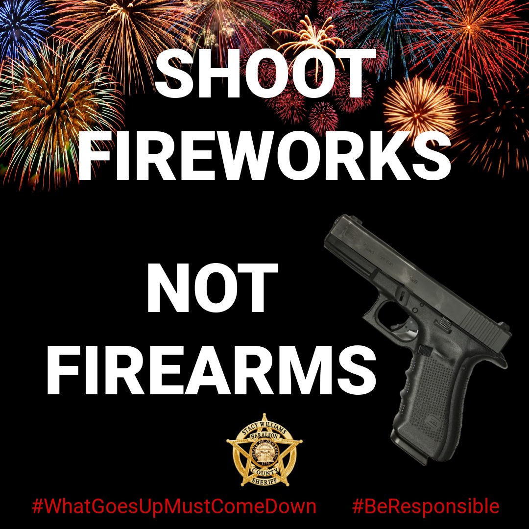 Here is our biannual post reminding you to shoot fireworks and not firearms into the air as you celebrate tonight. You wouldn’t think we would have to say it, but ya’ know…🤔 #TheresAlwaysOne #ShootFireworksNotFirearms #GunSafety #NewYearsEve #WhatGoesUpMustComeDown #HCSO