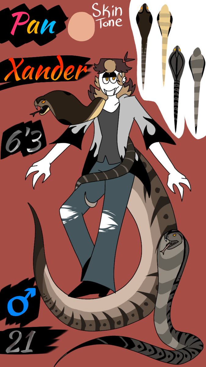 NEW XANDER REF (again
#spookymonthoc
#oc
#originalcharacter #art #ocart #myoc #digitalart #SnakeOcs #Cobra