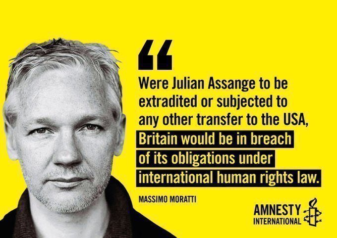 Amnesty International: 'Were Julian Assange to be extradited or subjected to any other transfer to the USA, Britain would be in breach of its obligations under international human rights law' #FreeAssange @amnesty