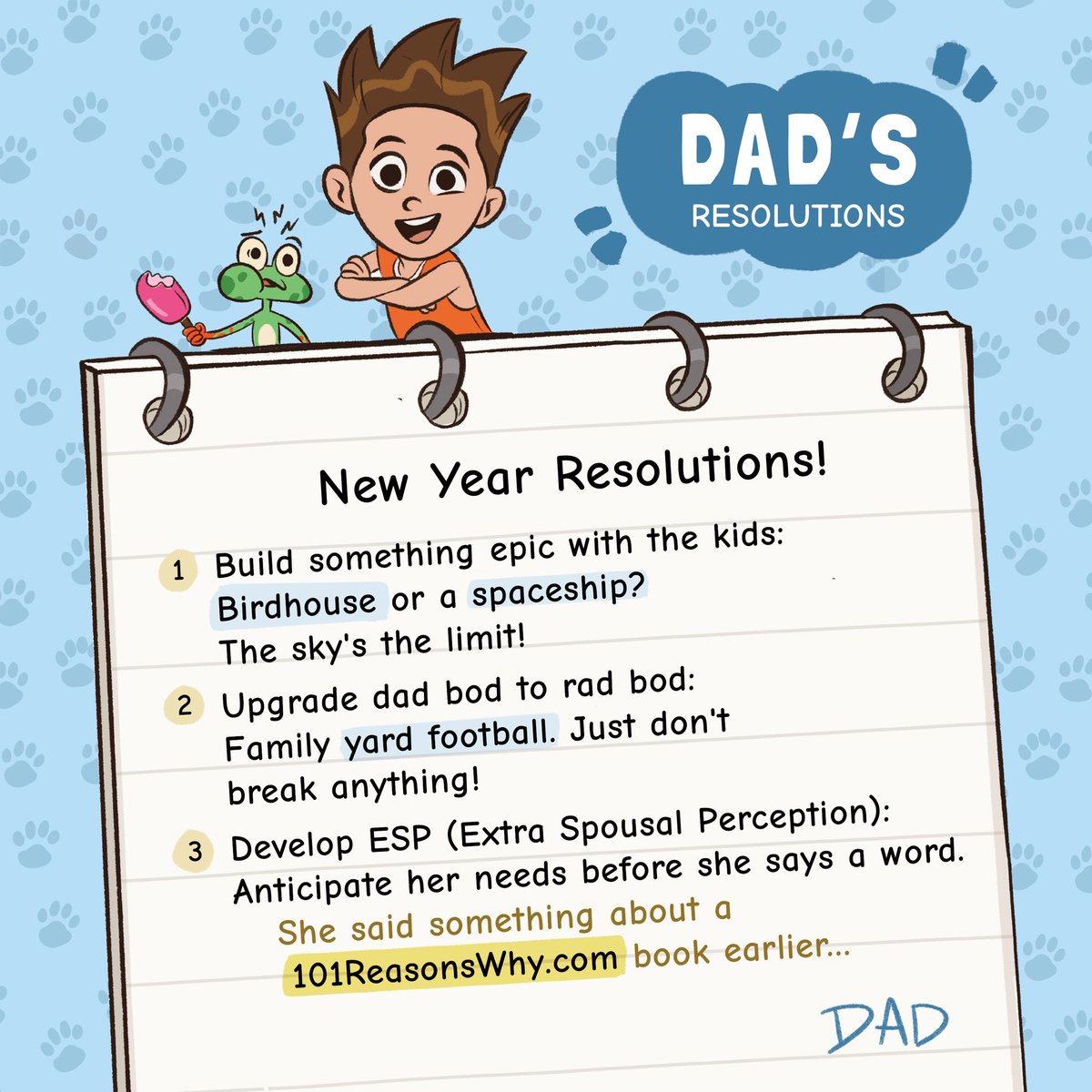 2024 Goals: Dad Resolutions ✨

🚗 2024 is almost here, and it’s time to tackle those New Year’s resolutions. 

👨‍👧‍👦 Our book is the new ‘cool’ way to keep the kids engaged. Your coffee break just got longer. ☕📚 

#NewYear2024 #ParentGoals2024 #DadLife2024 #HappyNewYear