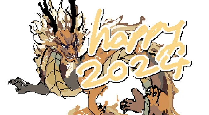 happy new year! thank you everyone who supported me and i hope to make more art in 2024! year of the dragon babeeeey my new favourite thing to draw 
