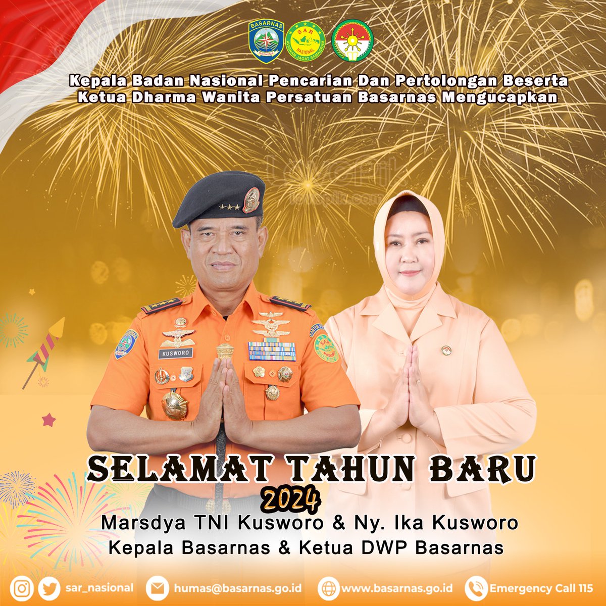 SAR_NASIONAL's tweet image. Selamat Tahun Baru 2024 untuk semua sobatSAR

Dengan hati yang bersemangat, mari kita bangun kisah hidup yang memancarkan kebaikan, menginspirasi orang lain, dan membawa perubahan positif dalam kehidupan kita.
#Basarnas
#Rescue
#QuickAction
#AvignamJagatSamagram
#SatuJiwaSatuRasa