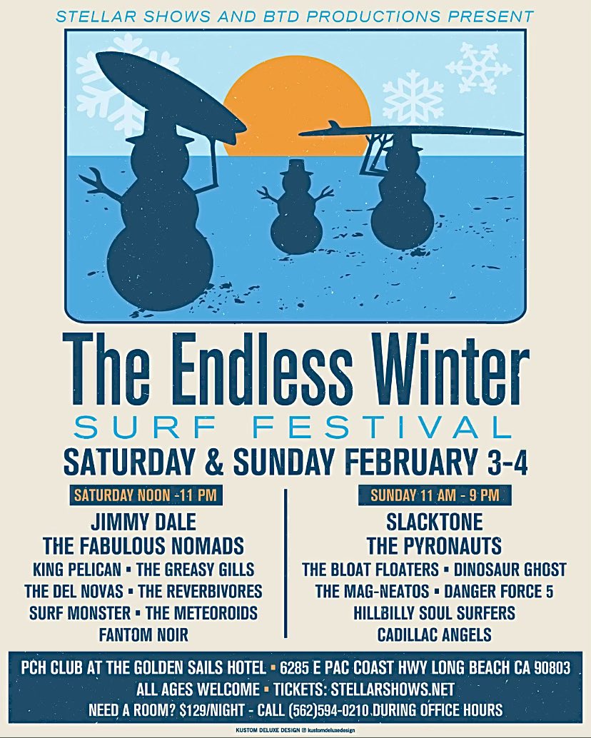 Sick! Can’t wait. @Band2Hand will be there along with kick ass surf band @BloatFloaters! Can’t wait! #TheEndlessWinter #SurfFestival #SG101 #SurfGuitar101 #SG101Con #TheBloatFloaters #Surf #SurfMusic #LongBeach #PchClub #Music #Share #HappyNewYear2024  #shareyourart