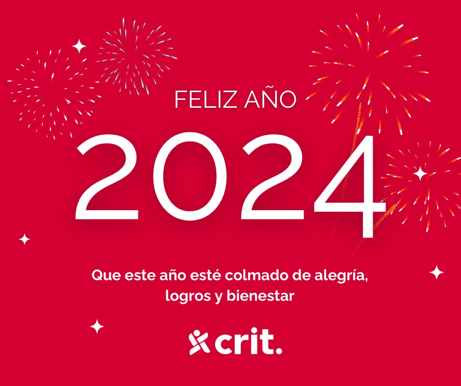 🎉✨ ¡Feliz Año Nuevo desde Grupo Crit! 🌟 Que el año 2024 te traiga nuevas oportunidades, éxitos y mucha felicidad.  🥂🎊 

#FelizAñoNuevo #2024 #GrupoCrit