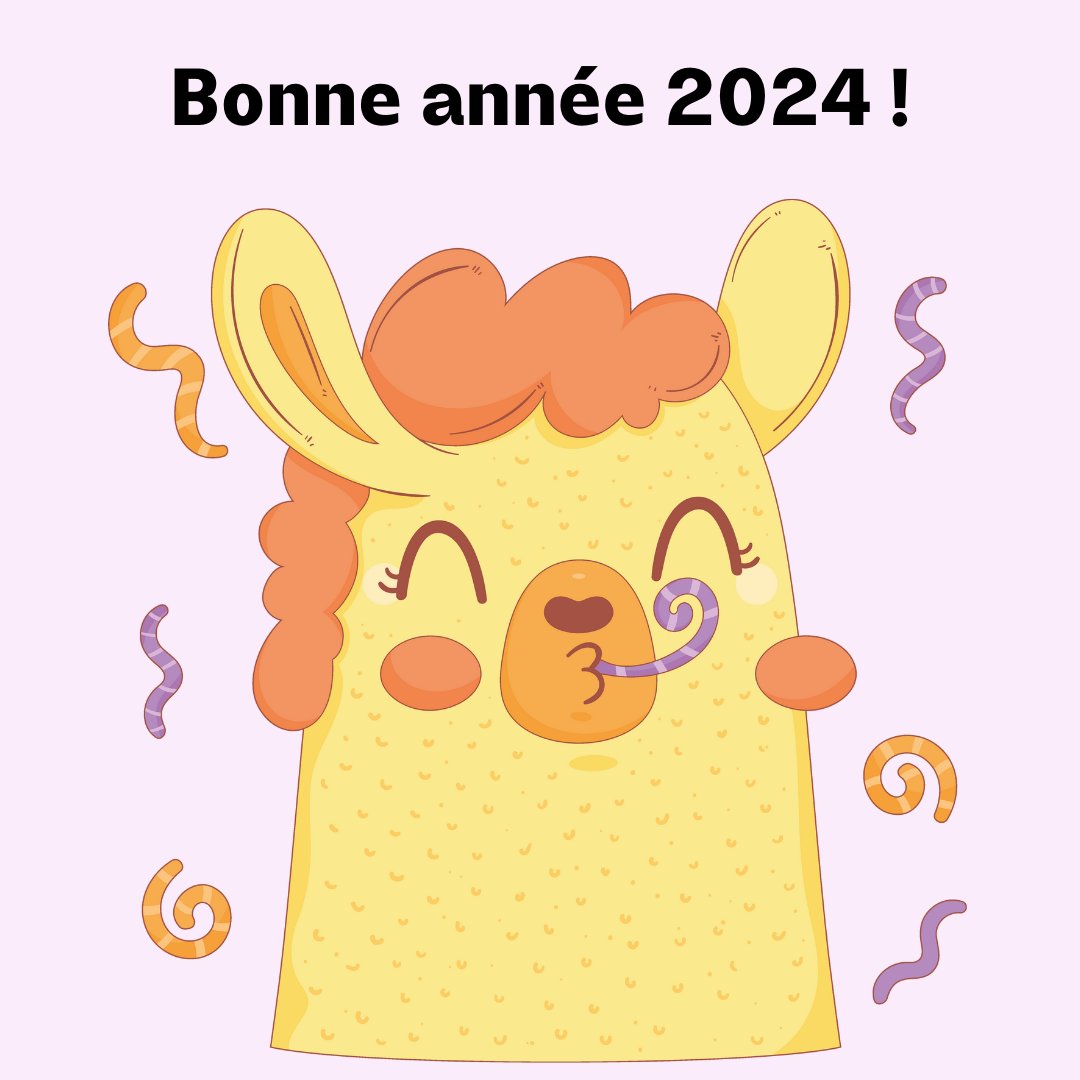 JeanneSelene's tweet photo. Bonne année 2024 à tout le monde. On y croit !

Alt : lama entouré de cotillons et soufflant dans une langue de belle-mère

#jseditions #bonneannee #pourvuquecesoitpaspireque2023 #onycroit #fautycroire #capeutpasetrepiresi https://t.co/TKbUHMxXRq