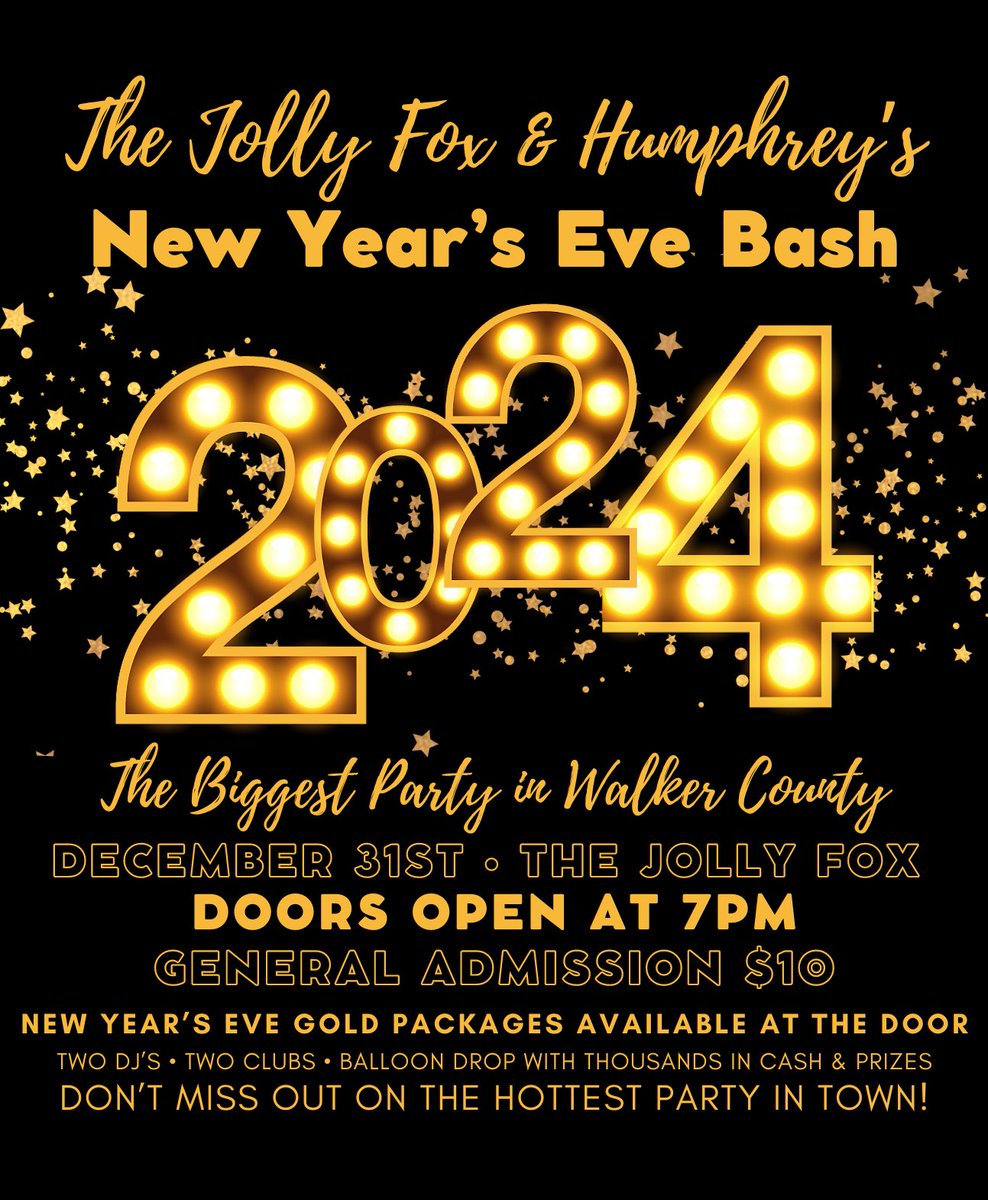 IT’S NEW YEAR’S EVE! ✨
You don’t want to miss out on all of the fun tonight! 🎉 Whether it’s a Gold Package or General Admission, we want YOU to come ring in the New Year with us! 🤩 Let’s party, Huntsville! 🎊
