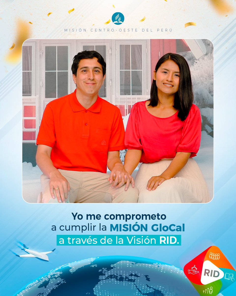 Este 2024, mi familia y yo nos comprometemos con la Visión RID para cumplir los desafíos de la Misión GloCal. Seremos parte de una iglesia Reavivada, Involucrada y dedicada a hacer Discípulos. #RID #ÉnfasisMisioneros #MisiónGloCal