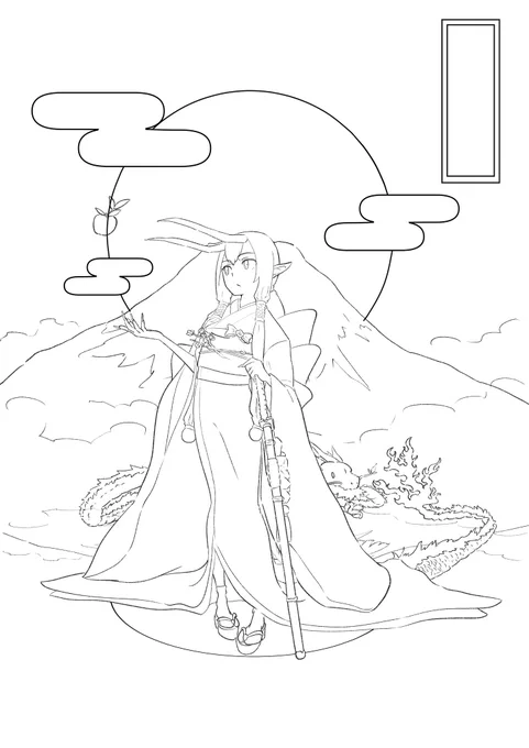 線画、下がき、ラフ 
