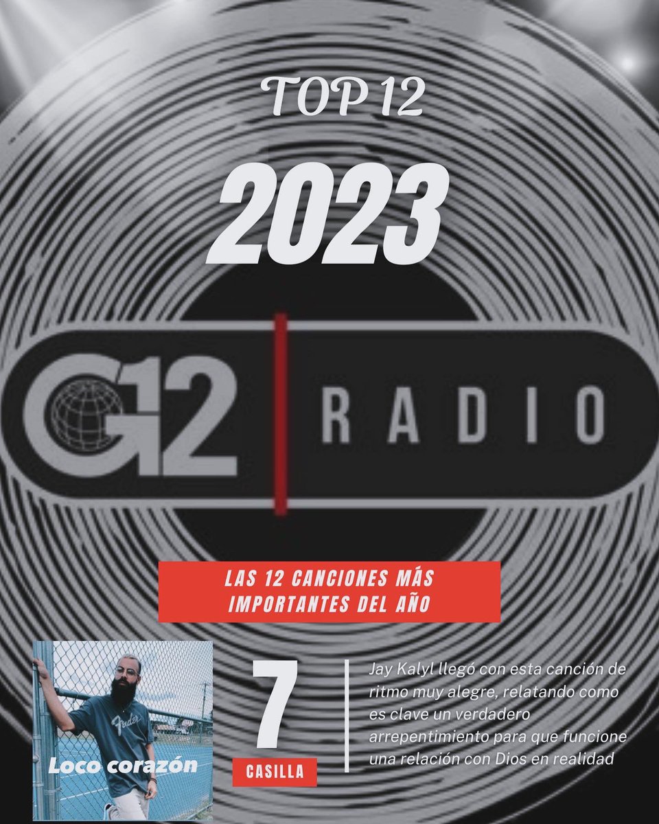 G12Radio's tweet photo. ¡Estás son las G-12 canciones más importantes del año!

En esta emocionante selección musical, en la cual hubiesen podido estar muchas otras canciones, las 12 más solicitadas y programadas por nuestros oyentes de todo el mundo durante el 2023 fueron estas 🙌🏼🎶 https://t.co/l6Yaofj3E0