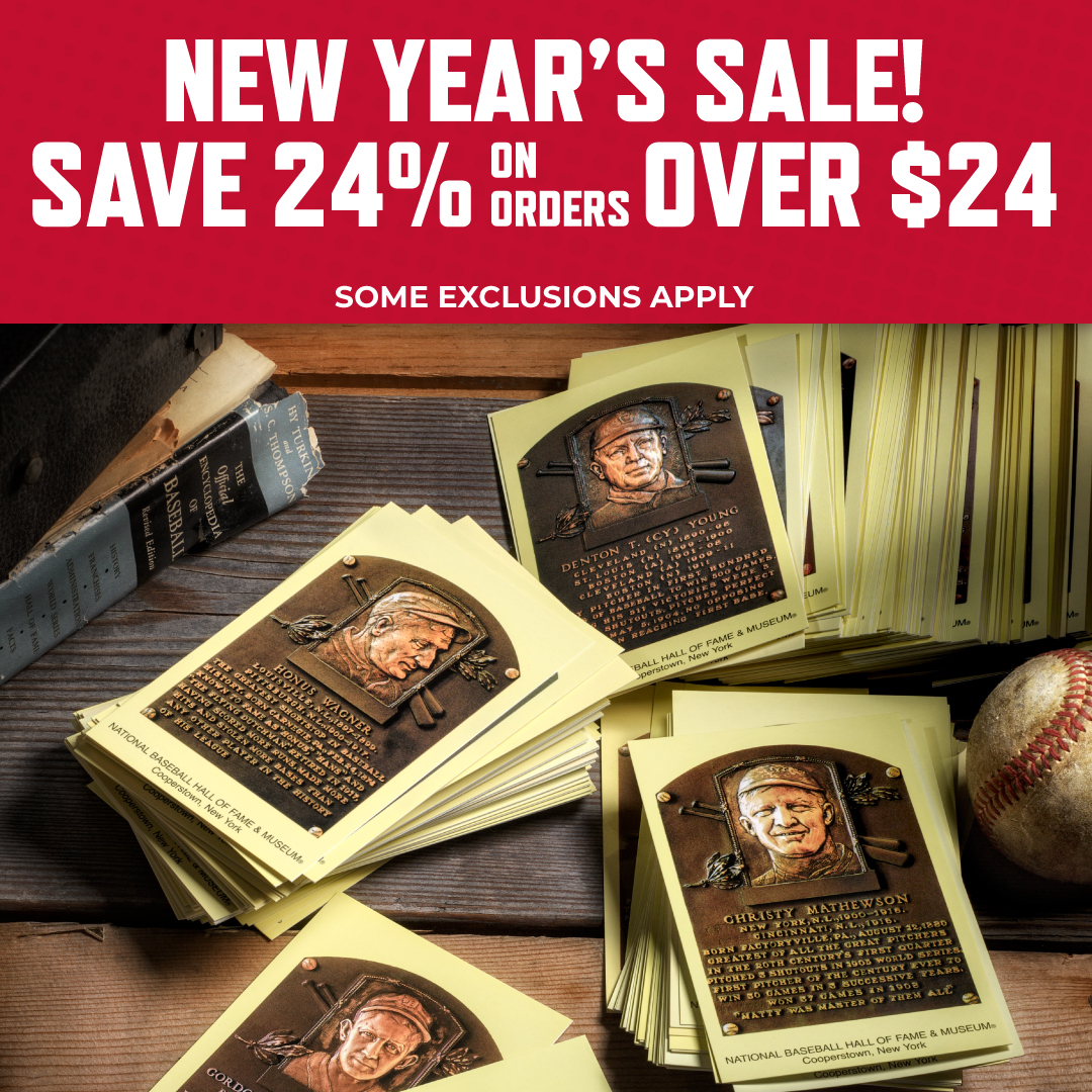 Ring in the new year with big savings at shop.baseballhall.org – save 24% on orders over $24!