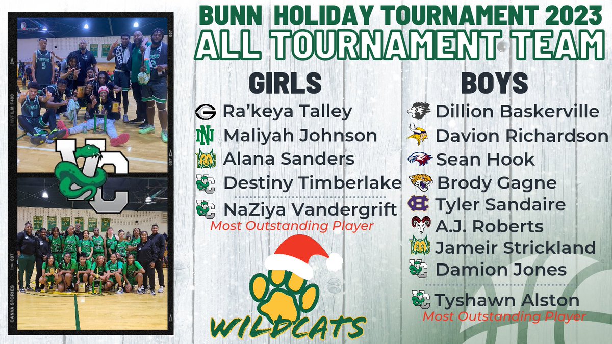 Congratulations to Vance County for their championship sweep of the #BunnBasketball Holiday Tournament. Also congratulations to the young men and women who made the all-tournament team! Many helped make this tournament possible, and we THANK YOU! 
📷 <a href="/TarRiverPreps/">Matt Page (Tar River Preps)</a>