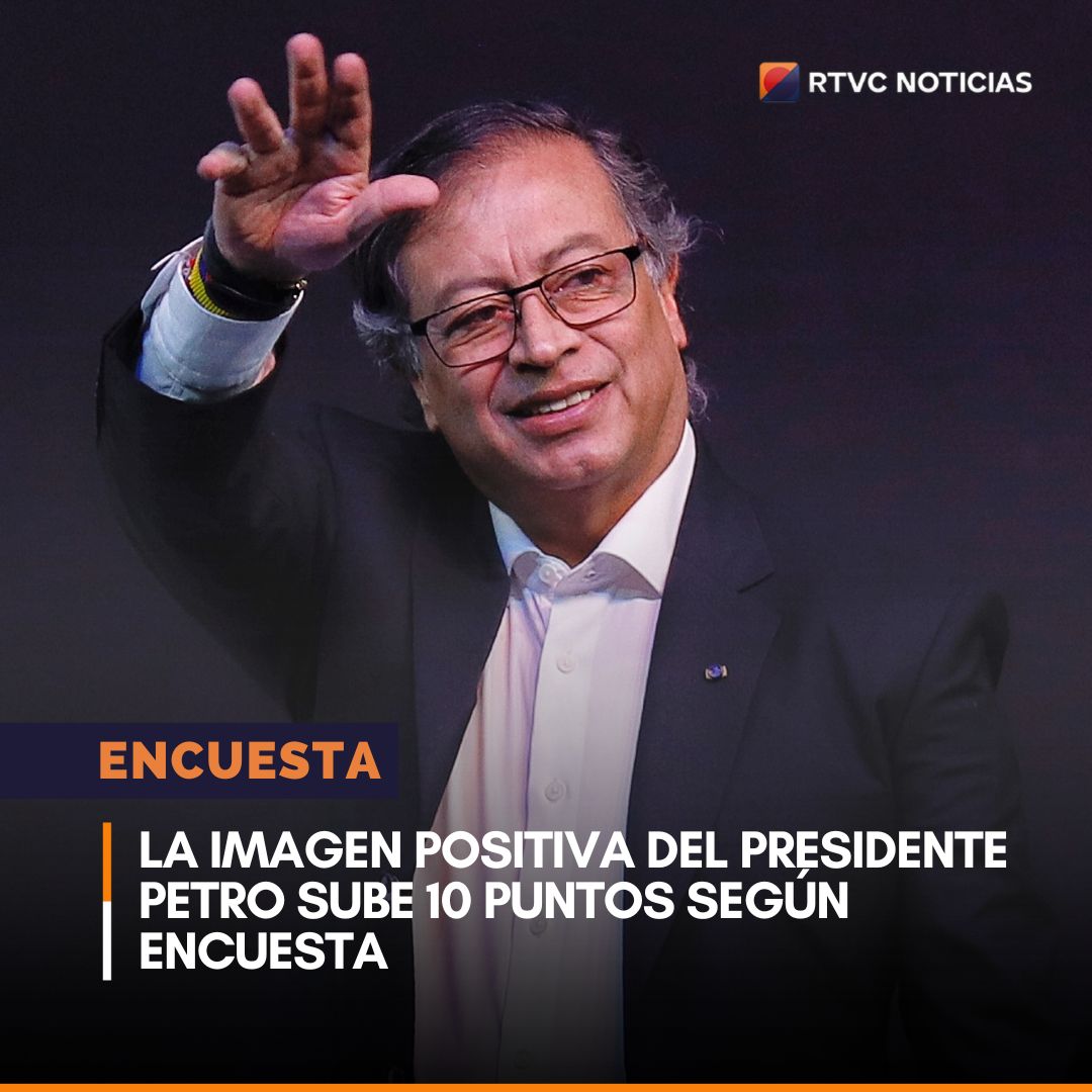 RTVCnoticias's tweet photo. ¡Atención! 📈 La última encuesta del Centro Nacional de Consultoría revela que la imagen positiva del presidente @petrogustavo experimentó un significativo aumento de 10 puntos. https://t.co/rnTNSCF0Rl