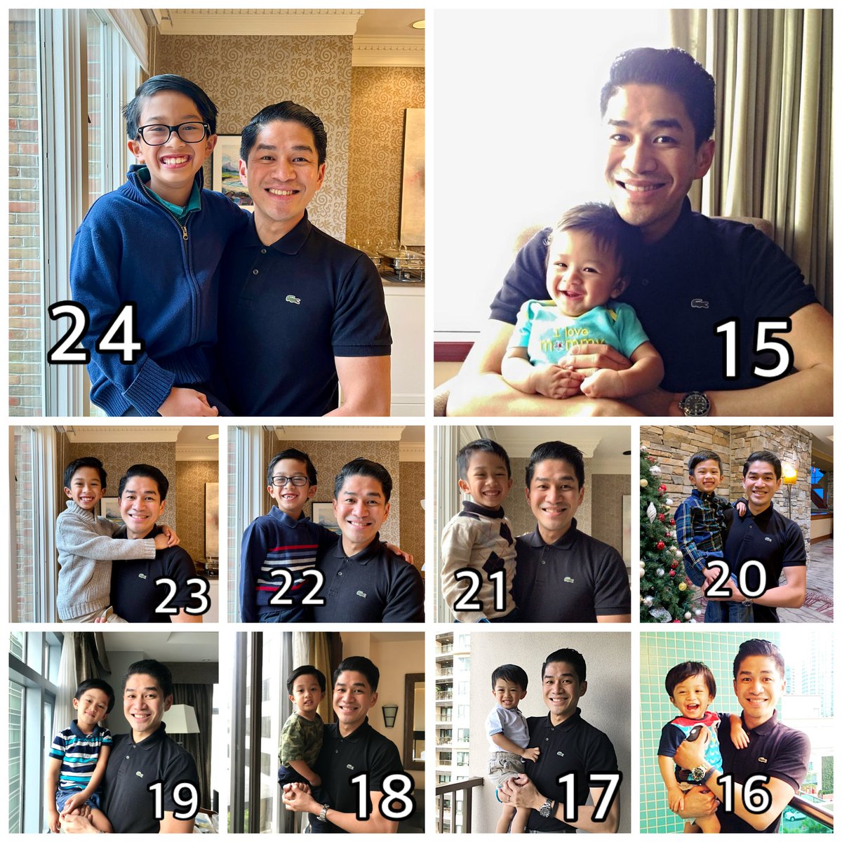 Happy New Year Tradition.👨‍👦Now on Year 10. The one where Dad Jamie wears the exact same <a href="/Lacoste/">Lacoste</a> shirt &amp; takes a photo with son Jose Victor. We pray for love, healing, &amp; peace for all our family &amp; friends this new year. ❤️