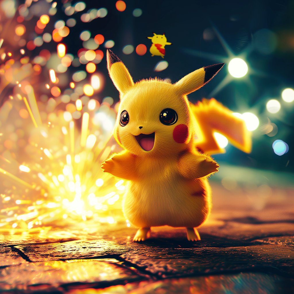 PokemonTC_id's tweet photo. Happy #newyear #2024 from us at #pokemontrainercommunity. Here's a picture of happy #pikachu during #NewYearsEve celebration fireworks https://t.co/N4Y6z697uA