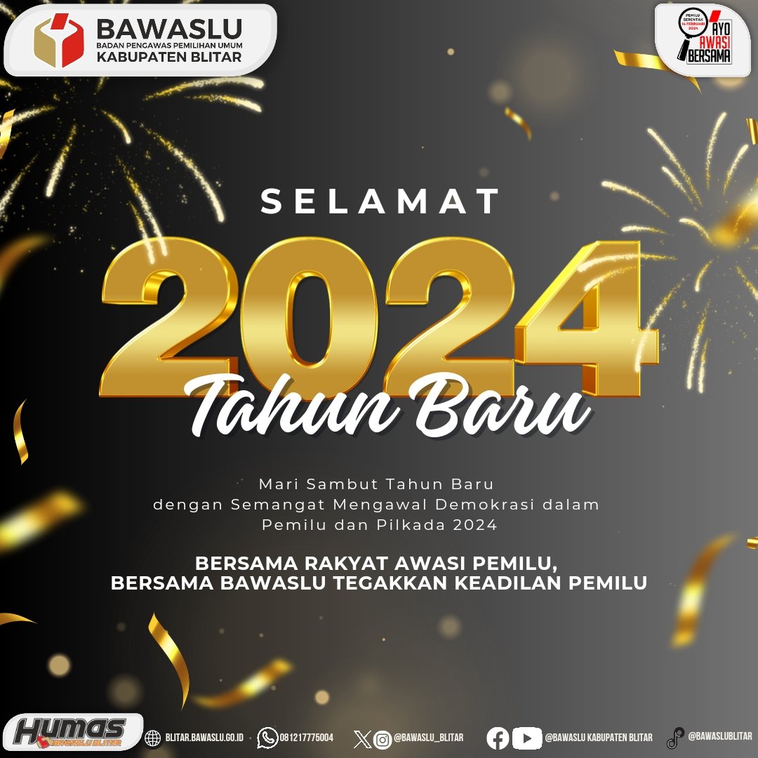 bawaslu_blitar's tweet photo. Semoga Pemilu dan Pilkada 2024 berlangsung baik, demokratis, dan, beritegritas

Ayo ikut awasi pelaksanaannya, dan sampaikan ke Bawaslu jika terjadi dugaan pelanggaran.

#bawaslublitar 
#bawaslukabupatenblitar 
#AyoAwasiBersama 
#Pemilu2024 https://t.co/xzNE9LPhQY