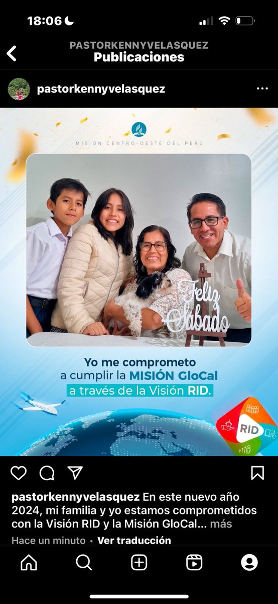En este nuevo año 2024, mi familia y yo estamos comprometidos con la Visión RID y la Misión GloCal. Juntos, reavivaremos nuestra vida espiritual, nos involucraremos en la misión y nos dedicaremos a hacer discípulos. #RID #ÉnfasisMisioneros #MisiónGloCal