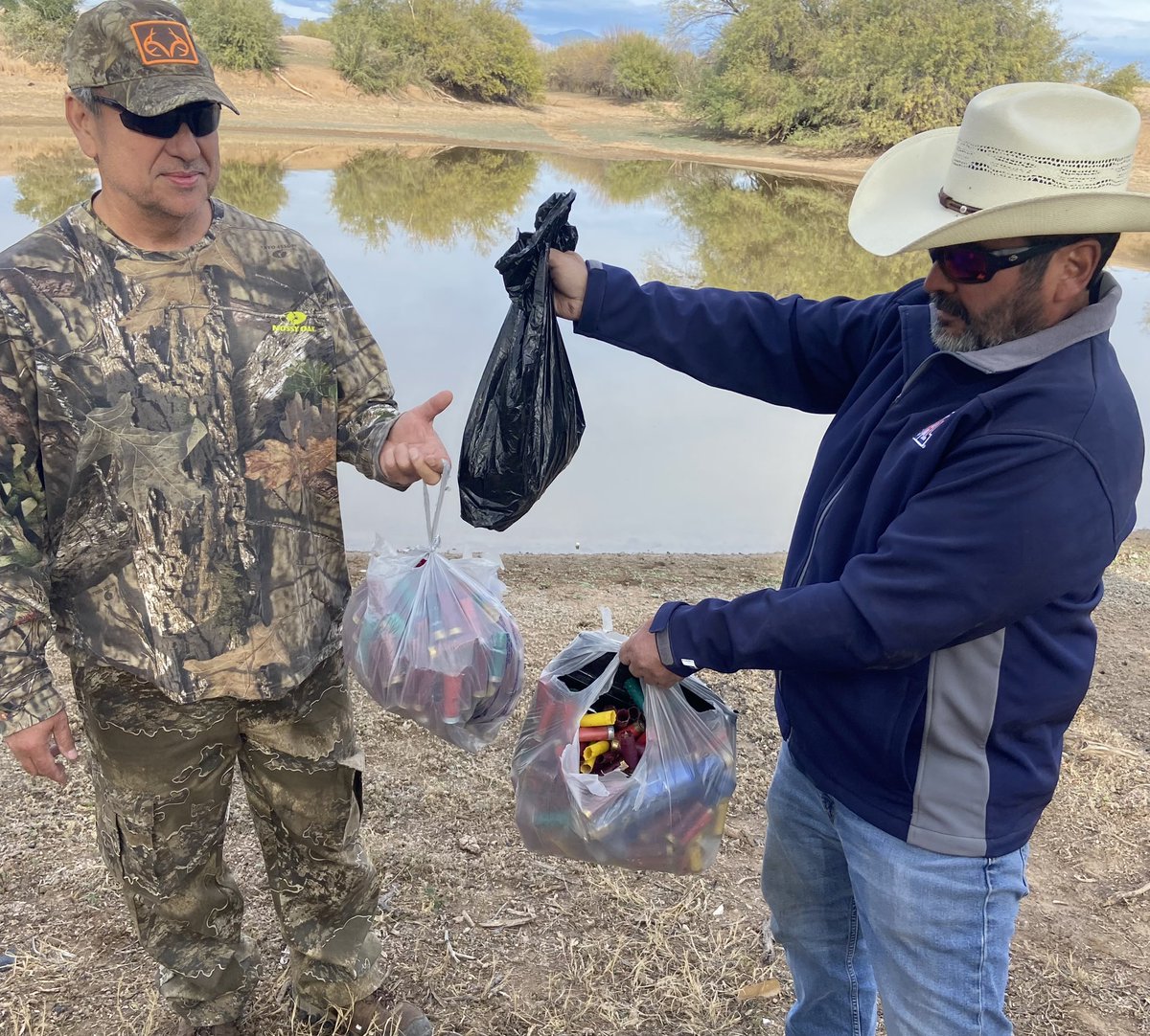 mikewright69's tweet photo. Come on #Hunters pickup your empty #shellcases we picked up 3 bags of empty shells at one pond #Arizona #Shells #KeepArizonaDesertsClean https://t.co/Aw8mtO0yw6
